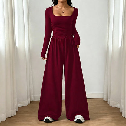 ✨ UN LOOK COMPLET SANS EFFORT | Combinaison Femme à Encolure Carrée & Jambes Larges -53 %