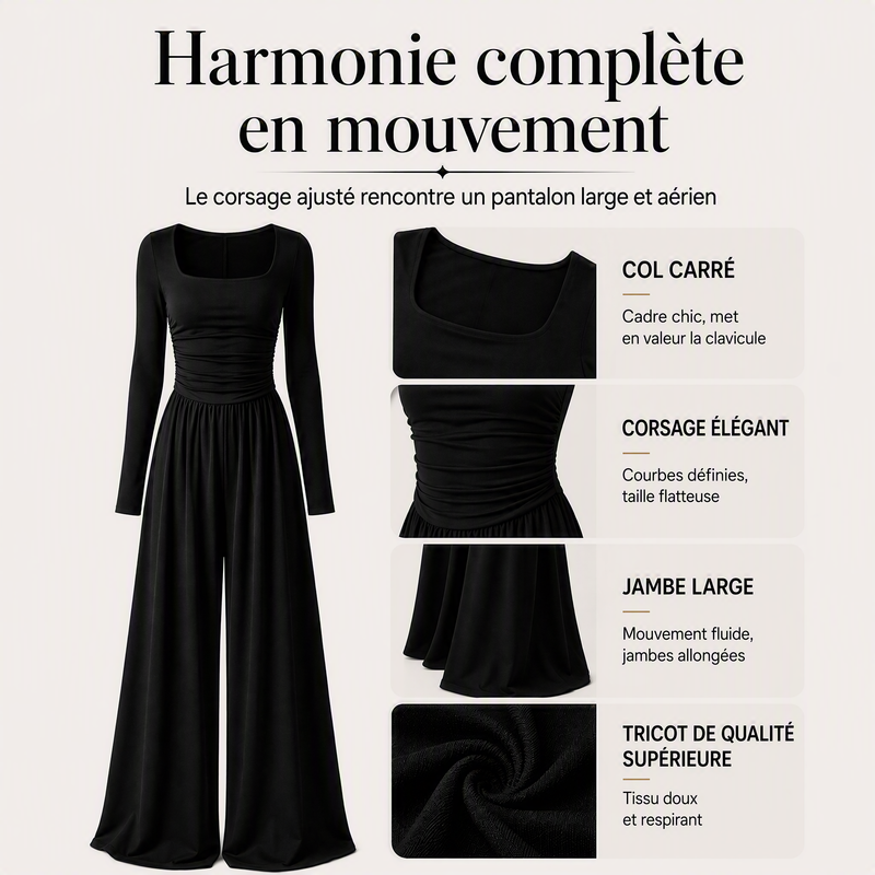 ✨ UN LOOK COMPLET SANS EFFORT | Combinaison Femme à Encolure Carrée & Jambes Larges -53 %