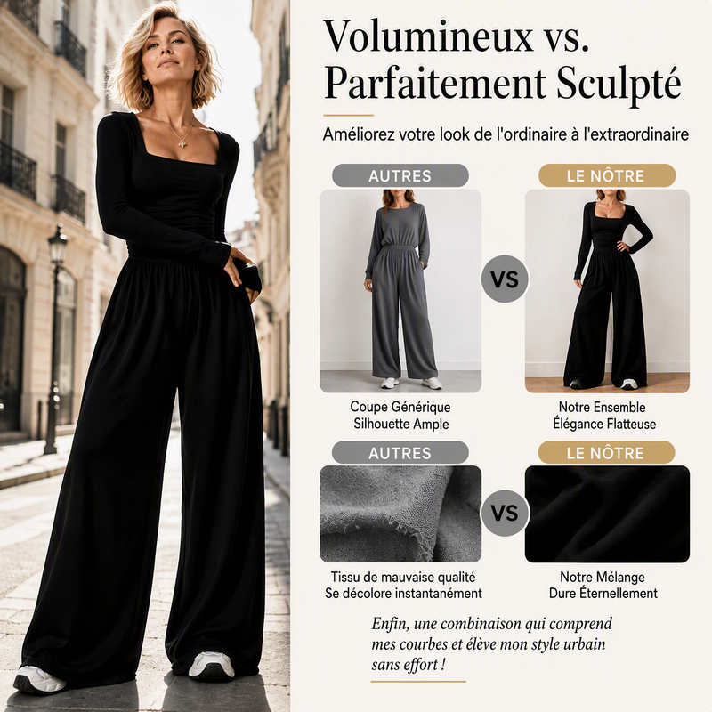 ✨ UN LOOK COMPLET SANS EFFORT | Combinaison Femme à Encolure Carrée & Jambes Larges -53 %