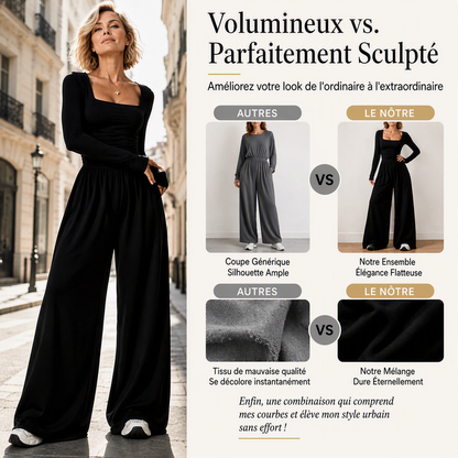 ✨ UN LOOK COMPLET SANS EFFORT | Combinaison Femme à Encolure Carrée & Jambes Larges -53 %
