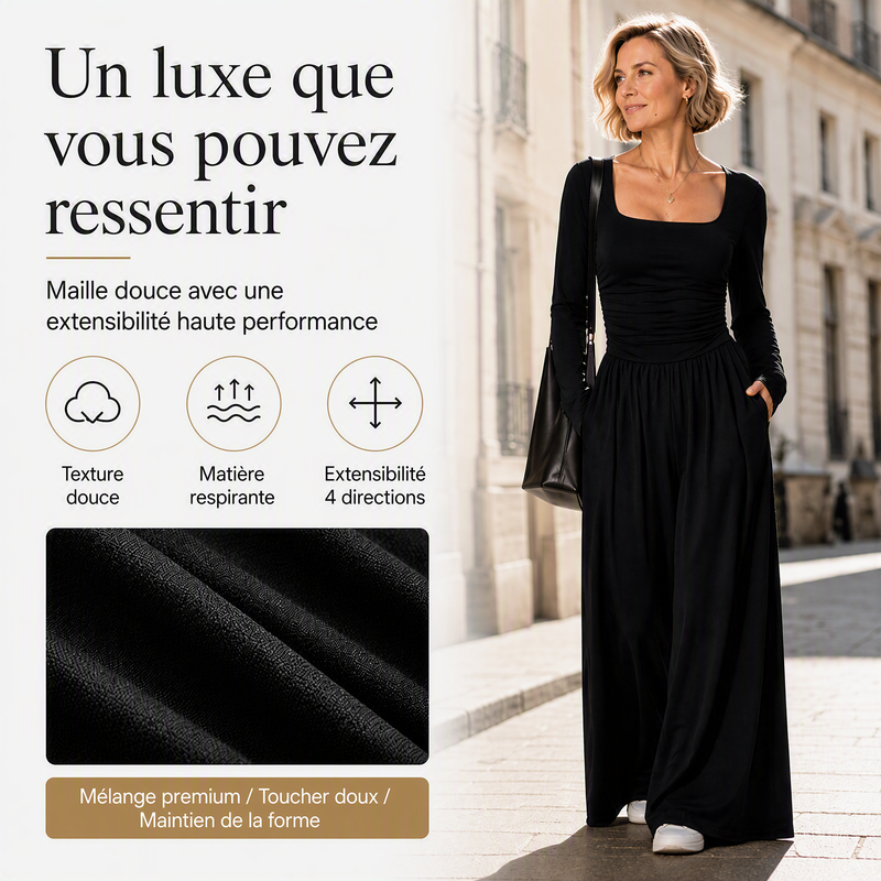 ✨ UN LOOK COMPLET SANS EFFORT | Combinaison Femme à Encolure Carrée & Jambes Larges -53 %