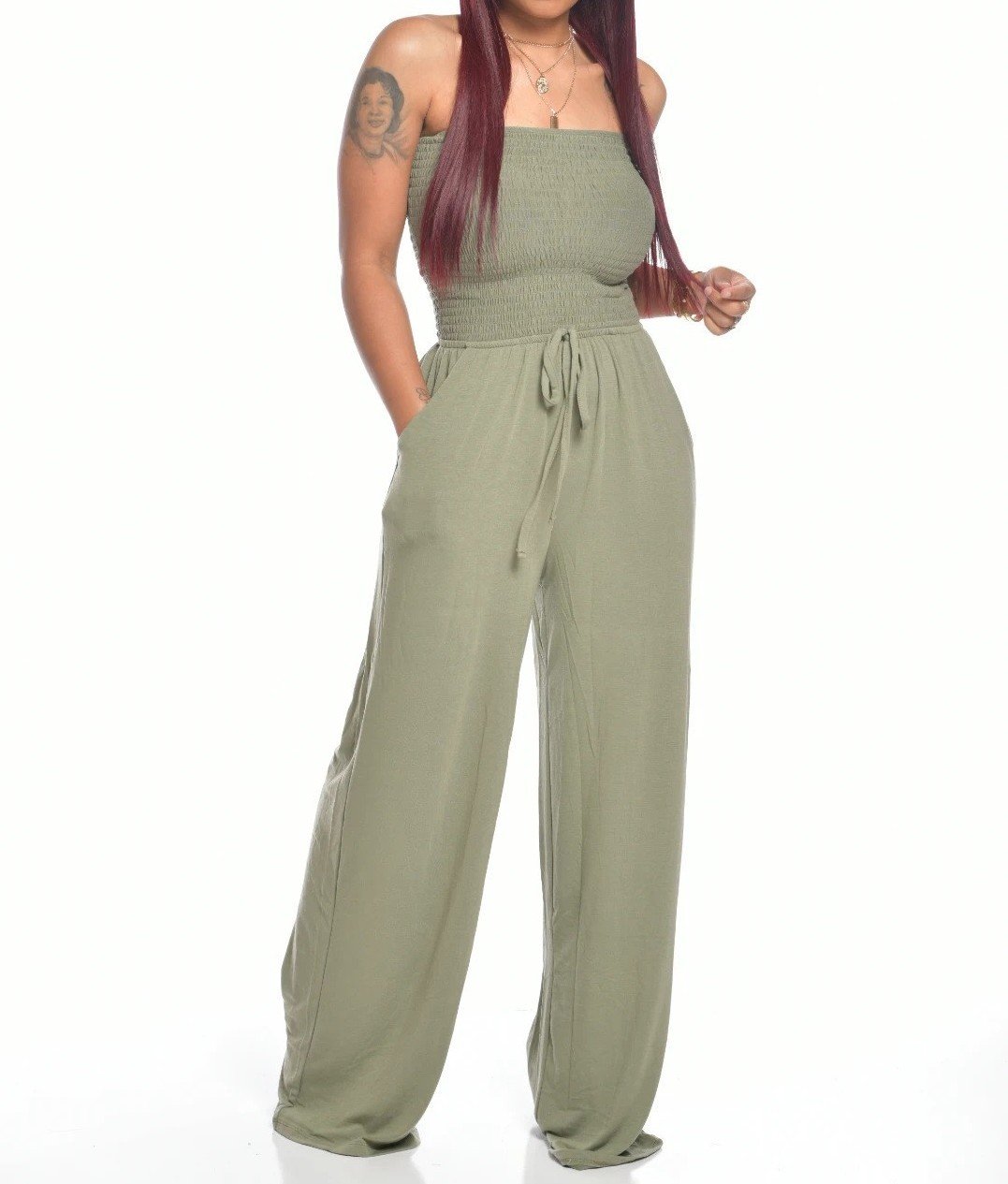 Neuester trägerloser Jumpsuit mit Taille