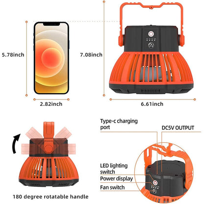 🔥Sommer-Heißverkauf🔥Tragbarer Campingventilator mit LED-Leuchten