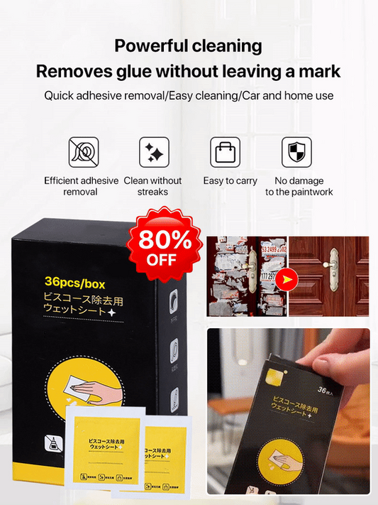 Multi-functional instant label and sticker remover wipes