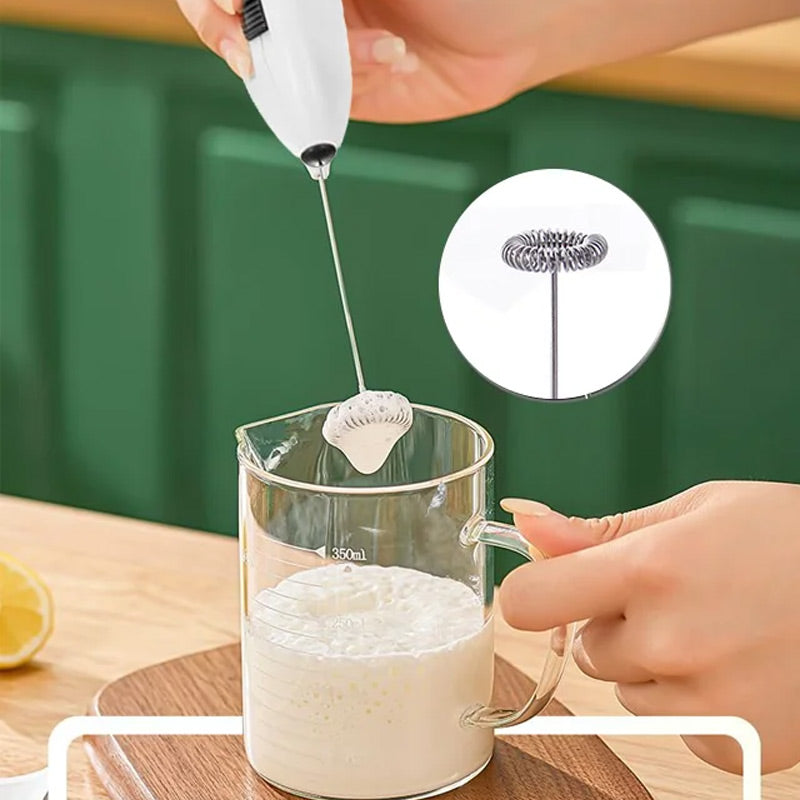 Handheld Milk Frother with Stainless Steel Whisk