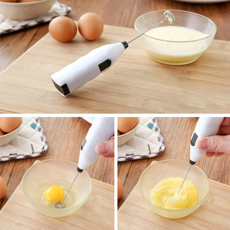 Handheld Milk Frother with Stainless Steel Whisk