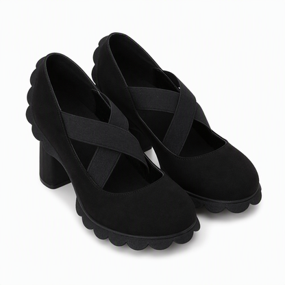 🥳💞 +26 000 vendues🔥👠Chaussures Mary Jane pour femme à bout rond, avec lanières croisées, talon bloc, semelle compensée et découpes, à talons hauts🎁