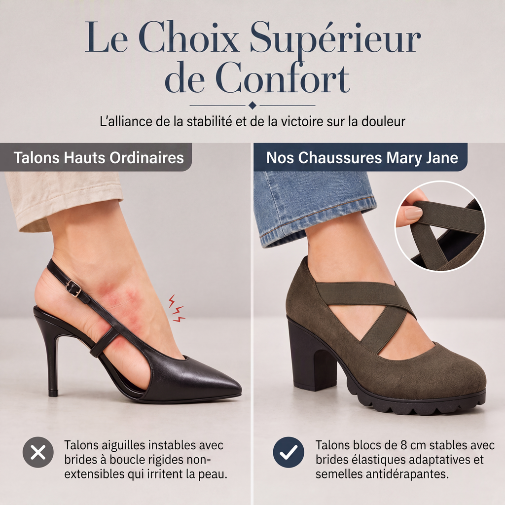 🥳💞 +26 000 vendues🔥👠Chaussures Mary Jane pour femme à bout rond, avec lanières croisées, talon bloc, semelle compensée et découpes, à talons hauts🎁