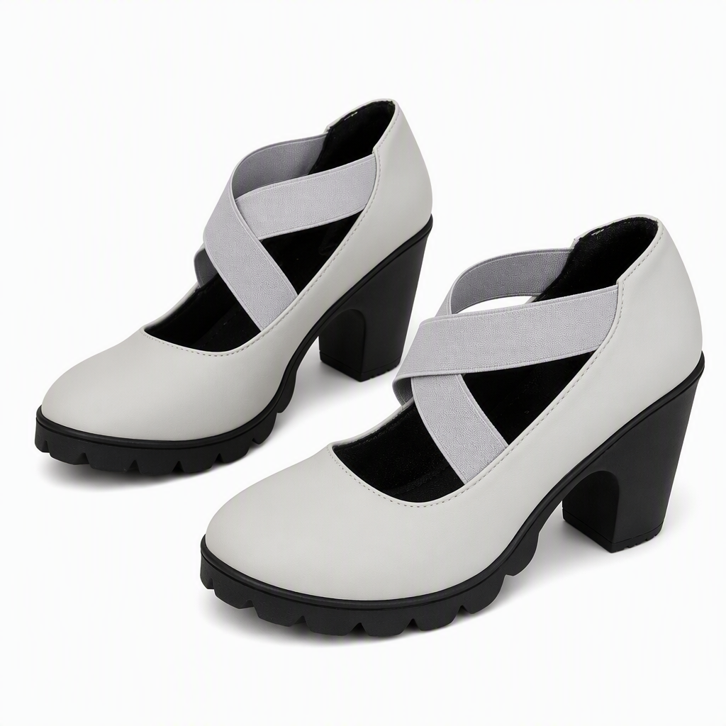🥳💞 +26 000 vendues🔥👠Chaussures Mary Jane pour femme à bout rond, avec lanières croisées, talon bloc, semelle compensée et découpes, à talons hauts🎁