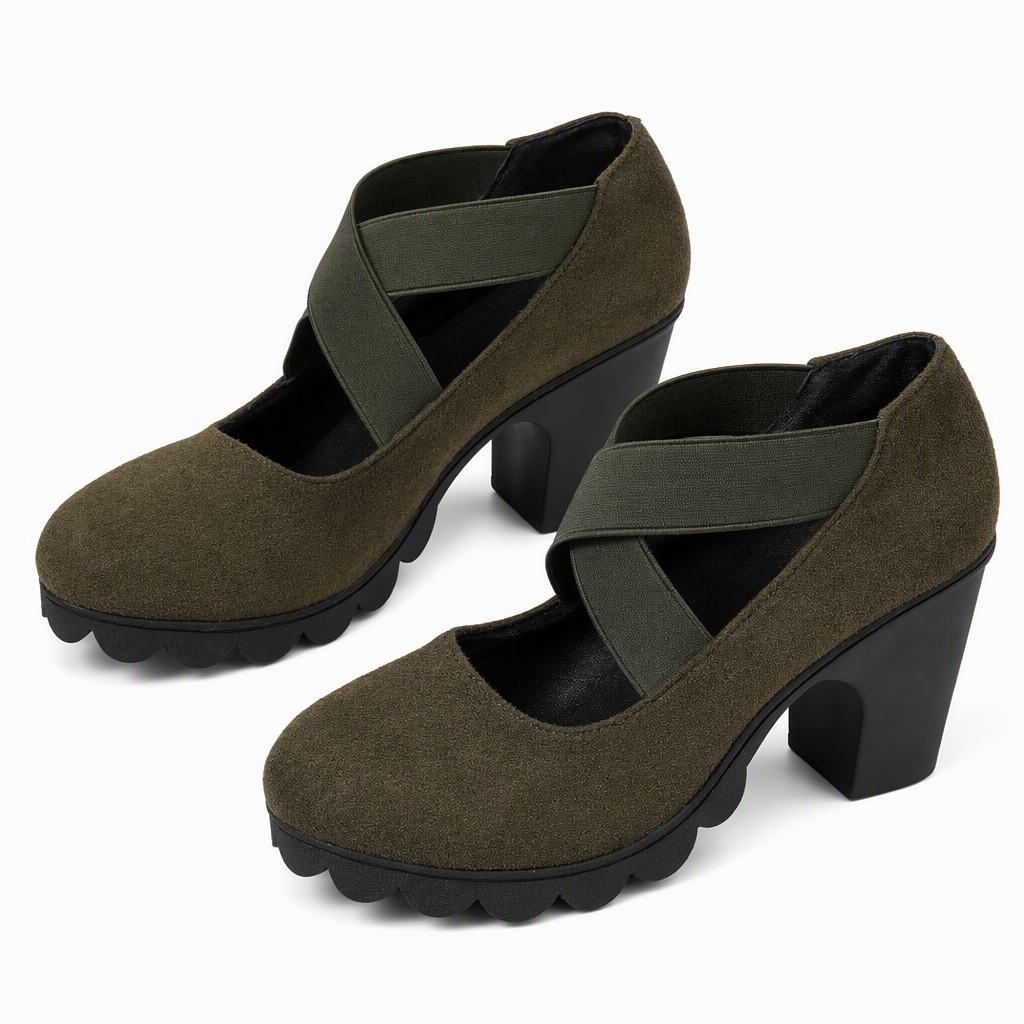 🥳💞 +26 000 vendues🔥👠Chaussures Mary Jane pour femme à bout rond, avec lanières croisées, talon bloc, semelle compensée et découpes, à talons hauts🎁