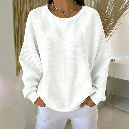 Sweat-shirt ample pour femme en maille gaufre