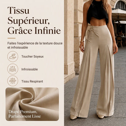 Pantalon large décontracté à taille haute pour femme
