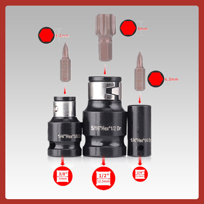 18-teiliger Adaptersatz (Verlängerungsstangen/Universalgelenke/Untersetzungsadapter/Sockeladapter)